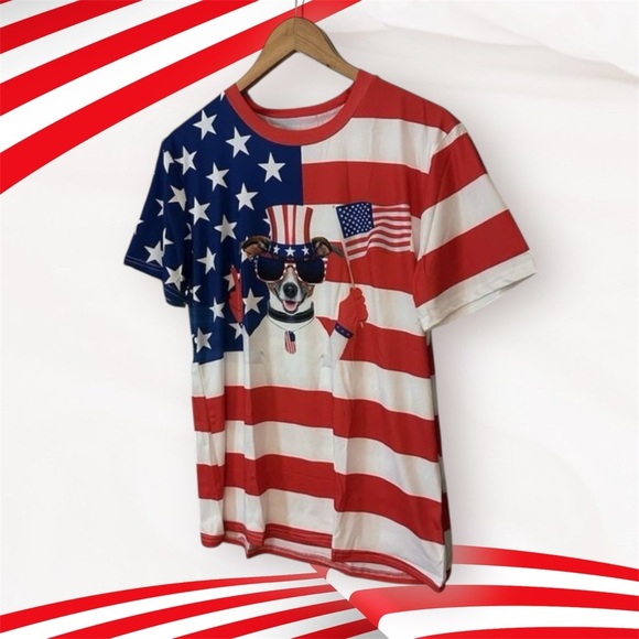 USA red white and blue flag T-shirt Sized Medium July 4th Celebrations - Picture 1 of 5